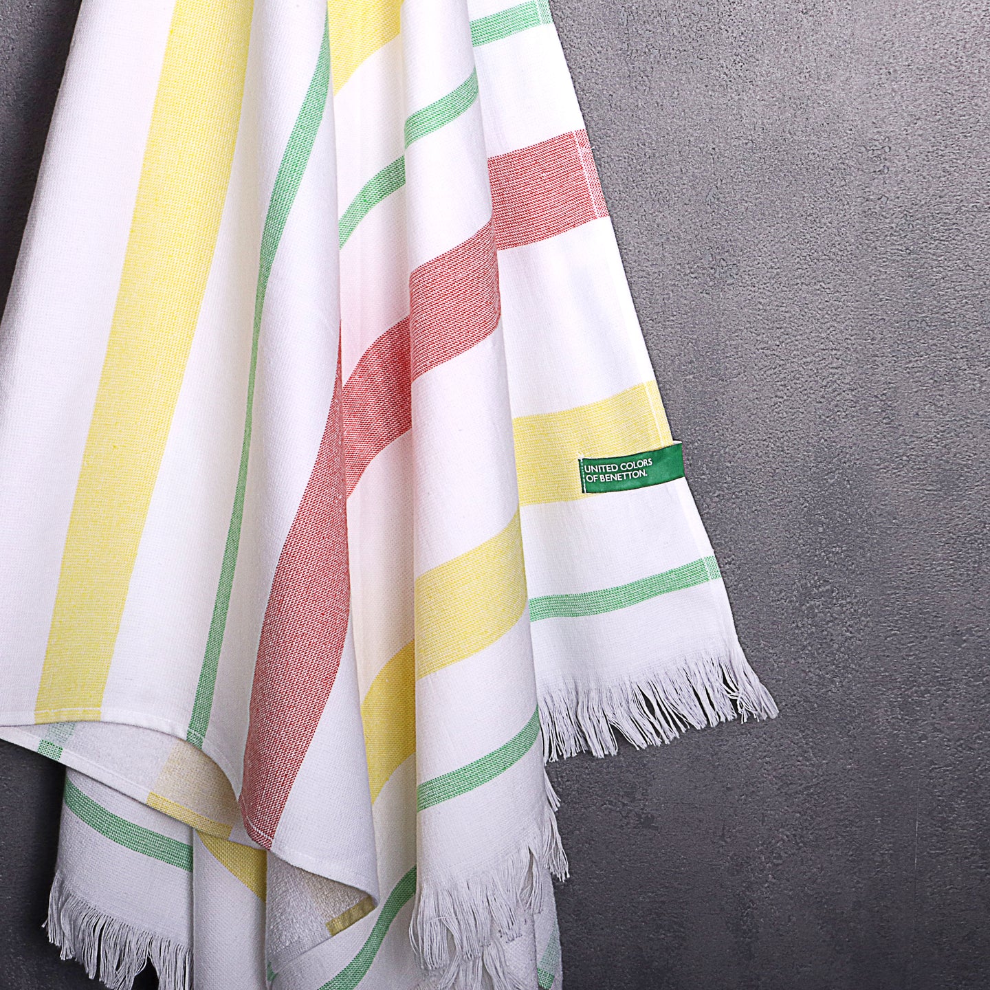 Toalla hammam Benetton Blanco y Rayas 100% Algodón 80x165cm (3)